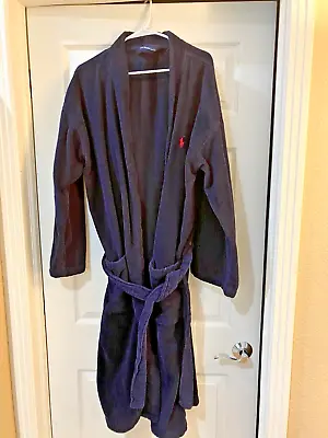 POLO RALPH LAUREN Navy Blue Plush/Thick Cotton Bath Robe W/Belt  Small/Medium • $20