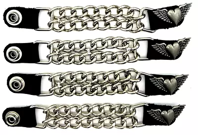 4 Heart & Wings Ladies Double Chain Motorcycle Vest Extenders Made In Usa • $23.99