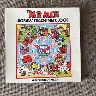 Vintage Mr Men Roger Hargreaves 25 Piece Wooden Clock Puzzle COMPLETE  • £15