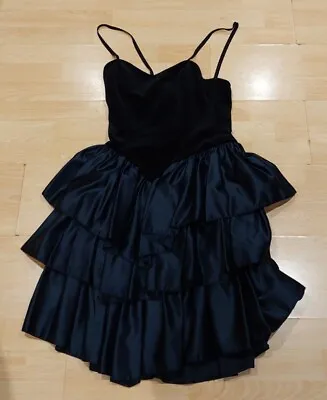 Ladies' BHS Black Velvet Strappy Party Dress Ball Gown UK12 Used VGC • $18.64