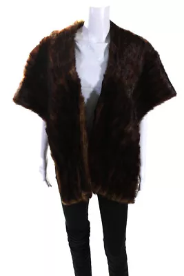 Designer Womens Brown Mink Fur Tie Front Shawl Jacket Size OS • $42.69