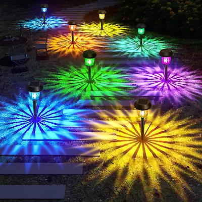 Solar Pathway Lights 6 Pack Color Changing & Warm White Solar Lights Outdoor Wa • $14.99