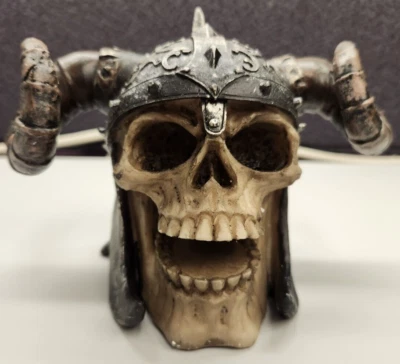 Viking Skull Box Home Decor Statue Figurine Rams Horns • £25.69