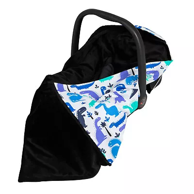 New Boy Black Blue Dino Baby Wrap Car Seat Blanket Wrap Cover Cosytoes 100x100cm • £19.99