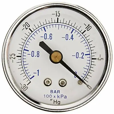 Dry Pressure Vacuum Gauge -30-0 Hg 1/4 NPT Back Mount For Air Water Oil 2  Dial • $11.27