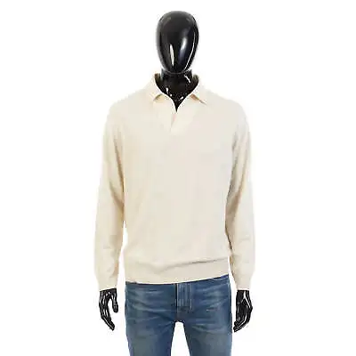 LORO PIANA 1825$ Long Sleeve Open Polo Shirt - Soft Baby Cashmere - Nougat • $1100