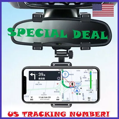 Universal 360 Rotation Car Rear View Mirror Mount Stand GPS Cell Phone Holder US • $5.99