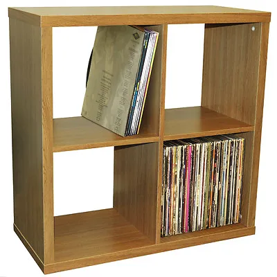 CUBE  4 Cubby Square Display Shelves  Vinyl LP Storage  Oak 4134OC • £104.99