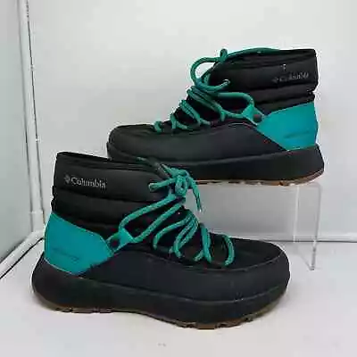 Columbia Boots Womens 7 Slopeside Village Black Green Snow Omni Heat Mid BL0151 • $39.99