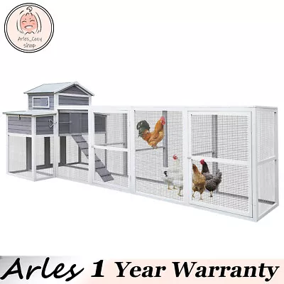 150＂Chicken Coop W/Run Cage Outdoor Hen House Wood W/ 2 Nesting Boxes 5 Perches • $549