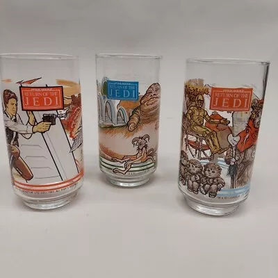 Vintage STAR WARS The Return Of The Jedi Burger King 1983 GLASSES Lot Of 3 • $32