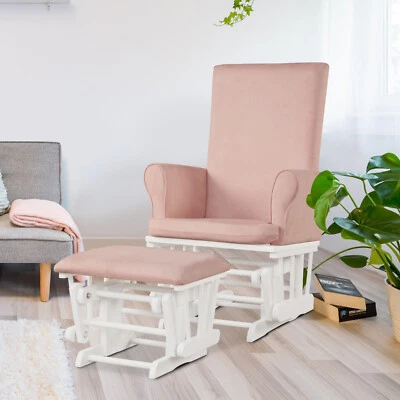 £169.99 • Buy Nursing Rocking Chair & Footstool Wooden Reclining Glider W/Detachable Cushion