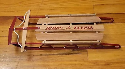 Vintage Radio Flyer Miniature Classic Wood Sled Decor Display/Xmas 16½ X8 X2  😍 • £19.30