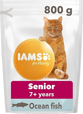 IAMS Complete Dry Cat Food For Senior 7+ Cats With Ocean Fish 800 G • £6.27