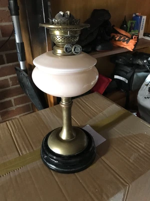 £35.99 • Buy Antique Oil Lamp With Veritas Ceramic Base Duplex Twin Burner With Extinguisher