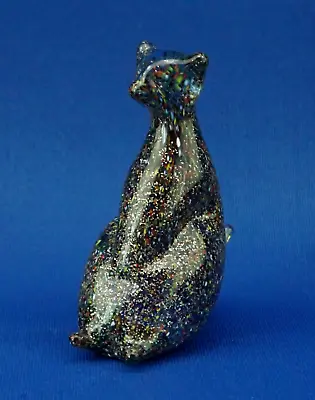 Murano Submerge Glass SCULPTURE Italy Raccoon Fur In Relief Glass Colored Paste • $120