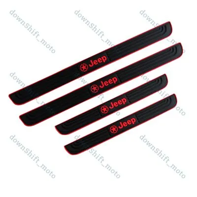 Black Rubber Car Door Scuff Sill Cover Panel Step Protector For Jeep 4PCS New • $18.88