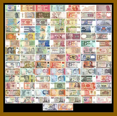 100 Pcs Different World Mix Mixed Foreign Banknotes Currency 38 Country Lot #3 • $30.35