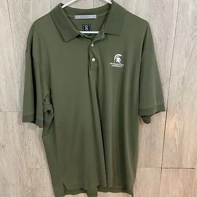 Michigan State Spartans Polo Golf Shirt Men's Size Extra Large XL Army Green • $8.50