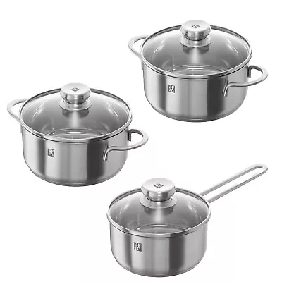 Zwilling Pan Set 3-Piece Including 16cm Saucepan 20cm Stew Pot & 24cm Stockpot • £46.99