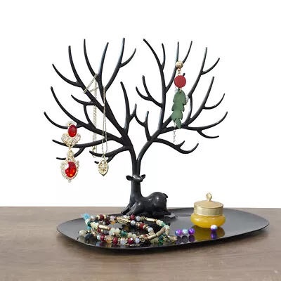 Jewelry Display Deer Tree Stand Rack Earring Necklace Ring Holder Tray Decor • £3.74