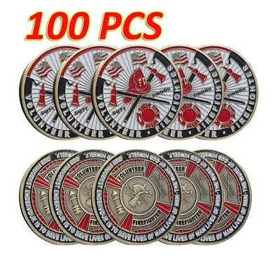 100PCS Challenge Coin Volunteer Firefighter Collectible Medal Fire Dept Retro • $139.99