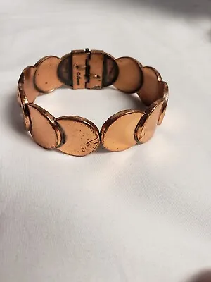 Vtg MATISSE RENOIR Modernist Copper Coin Like Style Hinged Bracelet SIGNED  • $34.99