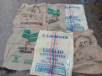 6x Used Empty Coffee Hessian Burlap Jute Bags Sacks  • £13.99