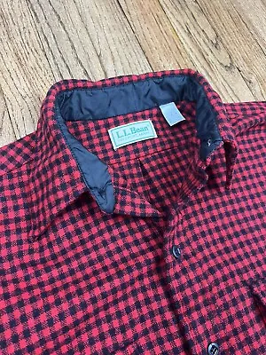 Vintage LL Bean Buffalo Plaid Wool Flannel Shirt Made In USA Men’s Size Medium • $49.45