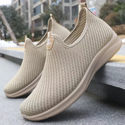 Mens Lightweight Slip On Walk Sports Casual Running Pumps Trainers Shoes • £10.55