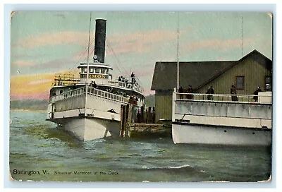 1913 Steamer Vermont At The Dock Burlington Vermont VT Antique Postcard  • $9.72
