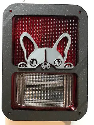 $67.99 • Buy French Bulldog In 3D Blk W Grey For Jeep Wrangler JK/JKU Rear Tail Light Covers
