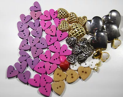 Lot Of 60+ Vintage HEART Buttons Collection From 3 Generations • $10