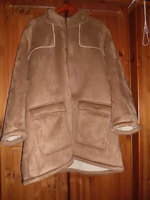 Cotton Traders Tan Sheepskin Jacket Full Zip Size Men's 3XL Warm Lining VGC! • £17.50