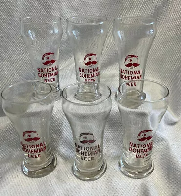 Vtg National Bohemian Winking Mr Boh Set Of 6 Tulip Pint Baltimore Beer Glasses  • $49.95