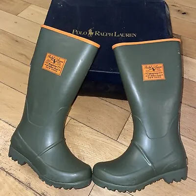 BNWT Unisex Polo Ralph Lauren Welly Boots Wellies Size 12uk Eu30 Olive Green • £27