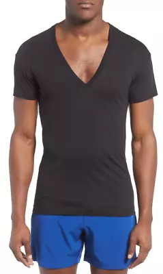 2(X)Ist A4003 Mens Black Slim Fit Pima Cotton Deep V-Neck T-Shirt Size Medium • $32.30