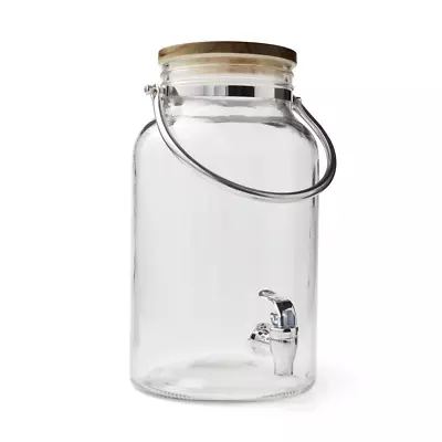 1.5 Gallon Glass Beverage Dispenser W/ Wood Lid For Ice Water Lemonade Iced Tea • $17.99