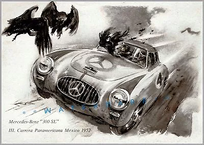 Mercedes 300SL Carrera 1952 Mexico Panamericana Car Races Vintage Poster Print • $26.89