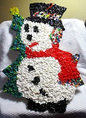 Vintage Plastic Popcorn Melt Melted Christmas Snowman • $14.99