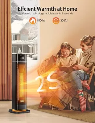 Space Heater 24  Portable Electric Heater With Remote 80° Movement + 4 Modes • $20