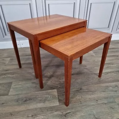 Vintage Retro Teak Danish Bent Silberg Mobler Nesting Side Tables - Mid Century • £129.99