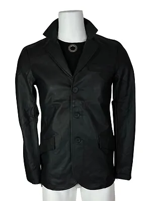 Tripp Black Vegan Faux Leather Suit Groom Gothic Biker Punk Rocker Coat Jacket • $69.99