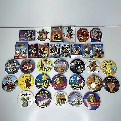 Lot Of 33 Ad Promo Movie DVD VHS Video Release Etc. Pinback Buttons Pins Disney • $24.99