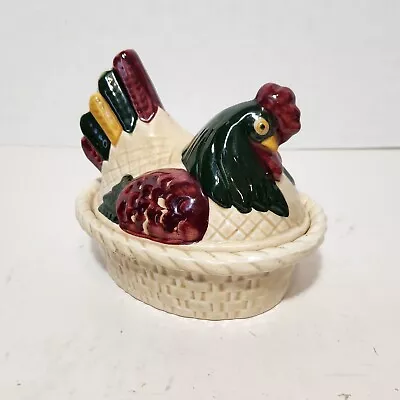 Metlox Poppytrail CALIFORNIA PROVINCIAL Hen On Nest Rooster Basket Weave Pottery • $20.60