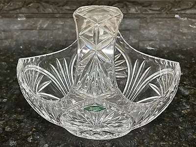 Shannon Crystal Basket Bowl Ireland Fans And Scalloped Rim 8” • $17.84