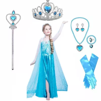 Princess Elsa Anna Role Cosplay Child Dress Costume Dress For Girls Toddler 2-10 • $26.99