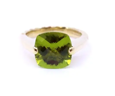 David Yurman Peridot Deco 18k 750 Gold Cable Ring Size 7.5 • $1450