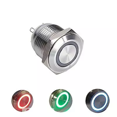 16mm Momentary Push Button Switch 12v Tricolor Rgb Led Illuminated Stainless S • $15.25