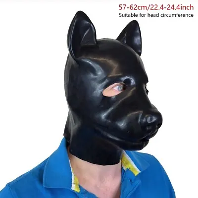 Black Latex Mask Hood Model Dog Rubber Hood Gummi For Party Cosplay Costume • $42.98